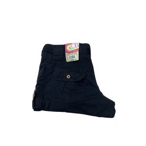 Op Women Shorts Drawstring Black Flat Front 100% Cotton Size 9